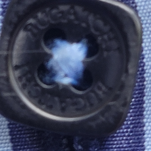 Men's BUGATCHI Blue + Stripe Shirt Shaped Fit Contrasting Collar Cuff Large Blue - Picture 6 of 10